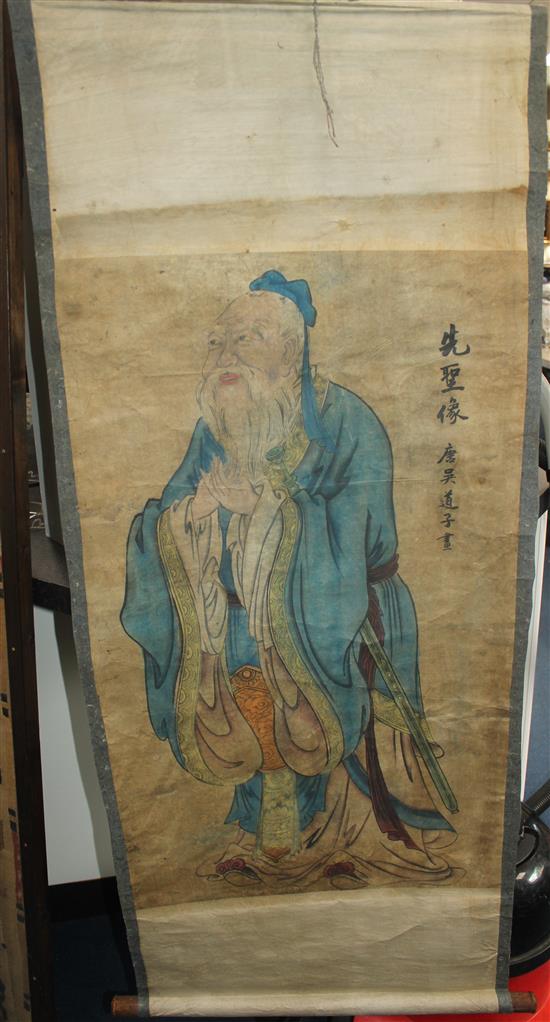 Two Chinese scroll paintings, Qing dynasty, image 106 x 55.5cm